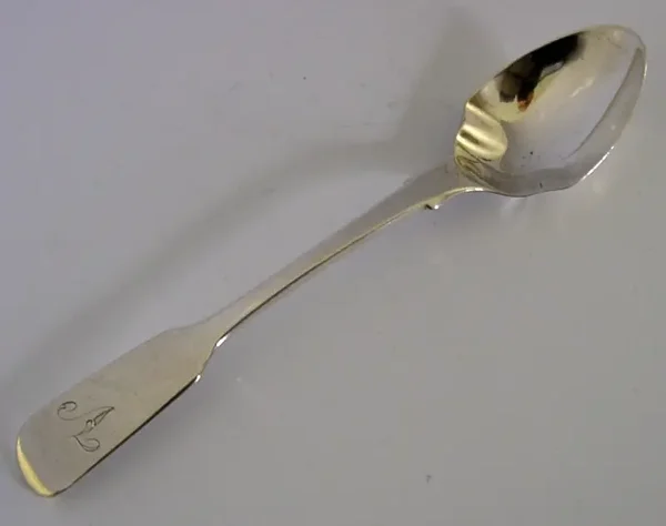 VICTORIAN ANTIQUE STERLING SILVER BOILED EGG SPOON ENGRAVED V 1842 ENGLISH