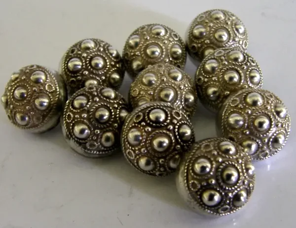 BEATUIFUL SET of 10 800 SILVER BUTTONS c1900s ANTIQUE