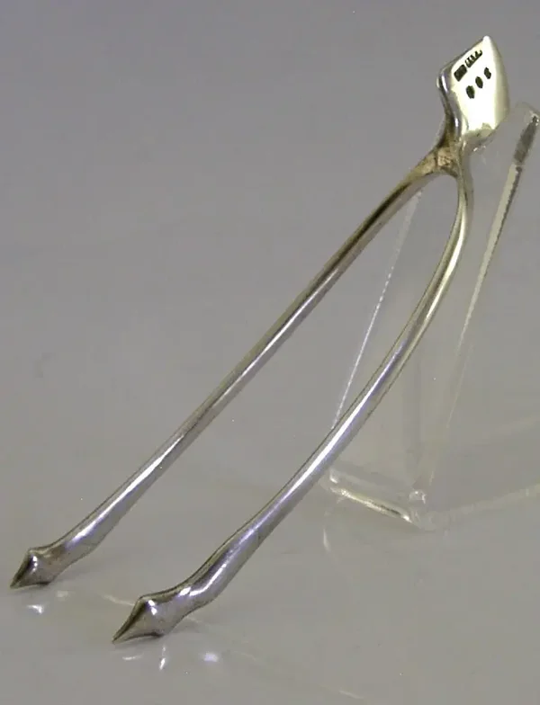 ROBB BALLATER SOLID STERLING SILVER WISHBONE TONGS 1922 SCOTTISH ANTIQUE