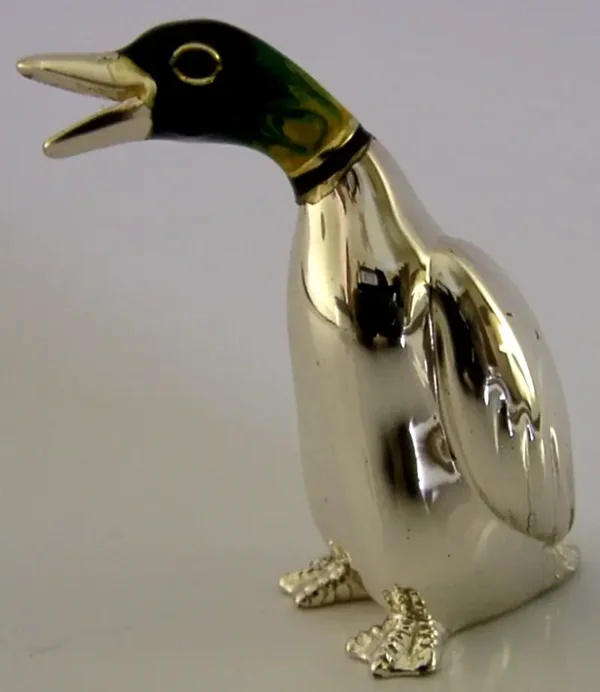 DECENT SIZED STERLING SILVER ENAMEL DUCK BIRD ANIMAL FIGURE 2007 SATURNO