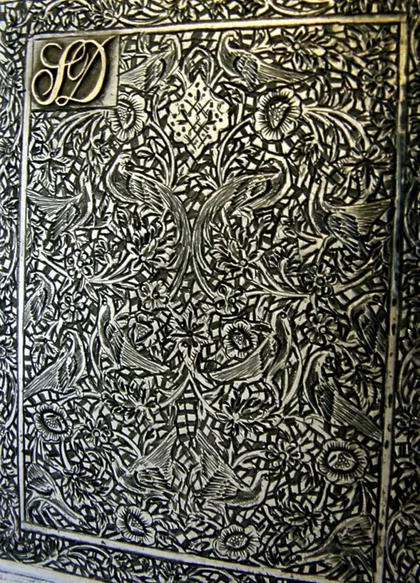 SUPERB MIDDLE EASTERN SOLID SILVER & GOLD CIGARETTE CASE c1950 ANTIQUE 133g