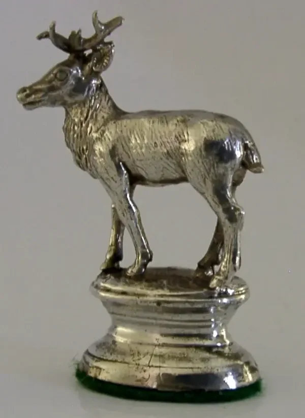 ENGLISH SOLID STERLING SILVER STAG DEER ANIMAL MENU HOLDER 1982 HUNTING