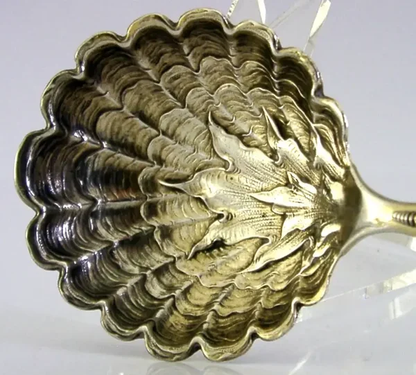 SWEDISH SOLID SILVER NATURALISTIC SERVING SPOON 1898 ANTIQUE 46g SWEDEN