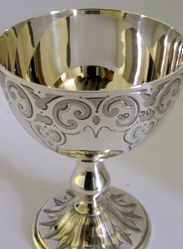 GOOD SIZED 158g VICTORIAN STERLING SILVER CHALICE CUP 1855 ANTIQUE RELIGIOUS