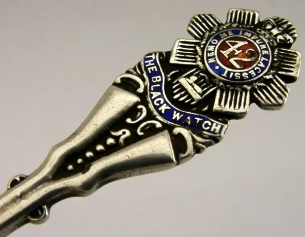 SCOTTISH STERLING SILVER BLACK WATCH SHOOTING SPOON 1929 MILITARY ANTIQUE