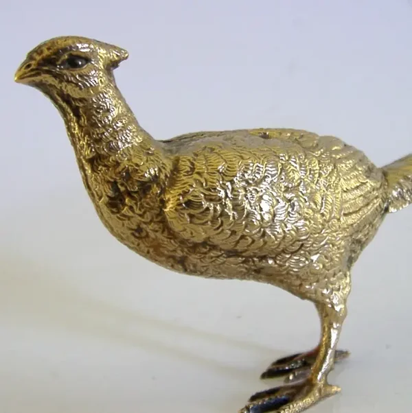 5+ inch STERLING SILVER GILT GOLDEN PHEASANT BIRD FIGURE 1995 ENGLISH SHOOTING