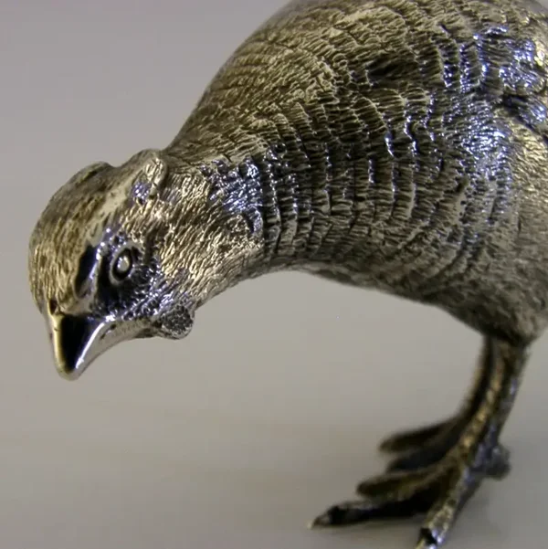 HEAVY 262g STERLING SILVER PHEASANT BIRD FIGURE 1977 HUNTING SHOOTING ENGLISH