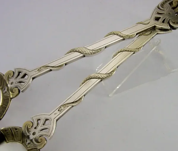 UNUSUAL SILVER PLATED SNAKE SERVING SPOONS c1880 ANTIQUE