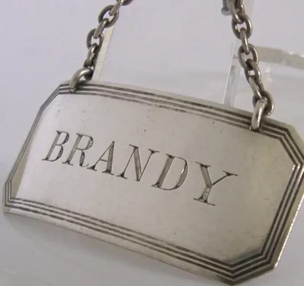 SCOTTISH STERLING SILVER BRANDY BOTTLE DECANTER LABEL 1908 BARWARE ANTIQUE