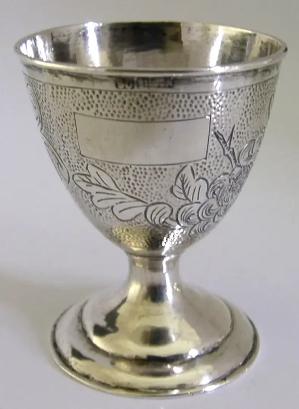CHINESE EXPORT SILVER EGG CUP PRUNUS BLOSSOM 90SILVER ANTIQUE