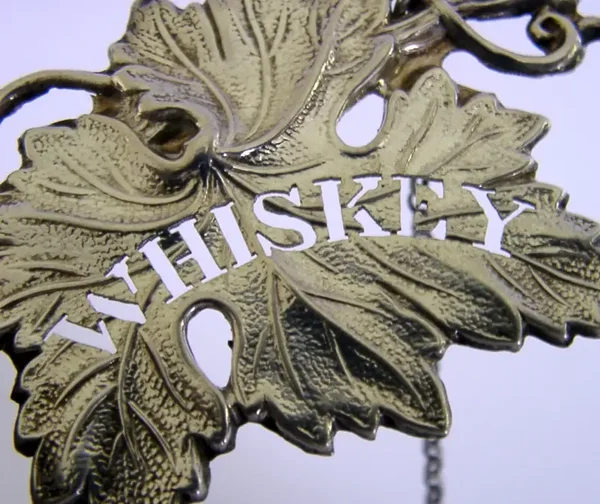 RARE VICTORIAN STERLING SILVER IRISH WHISKEY WINE LABEL 1896 BARWARE