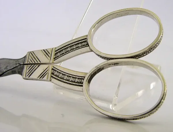 EARLY DUTCH SOLID SILVER NEEDLEWORK SEWING SCISSORS 1836-1864 ANTIQUES