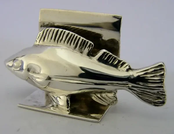 STERLING SILVER FISH MENU HOLDER 1999 FISHING ANIMAL