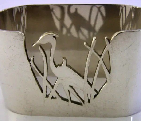 SUPERB SOLID STERLING SILVER HERON BIRD NAPKIN RING 1984 ANIMAL 30g