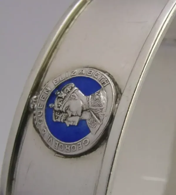 STERLING SILVER ENAMEL KING GEORGE VI CORONATION ROYAL NAPKIN RING 1936