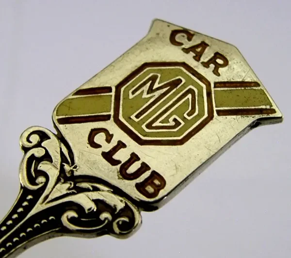 ENGLISH STERLING SILVER ENAMEL MG CAR CLUB SPOON 1961 CLASSIC VINTAGE CAR