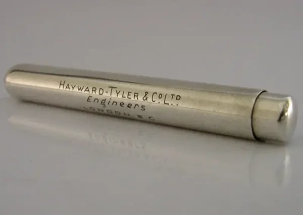 HAYWARD TYLER S MORDAN STERLING SILVER DROPPER PENCIL 1905 ADVERTISING ANTIQUE