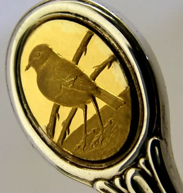 27g SOLID STERLING SILVER ROBIN SPOON LONDON 1975 BIRD ANIMAL CHRISTMAS