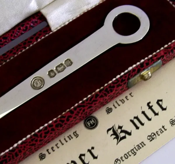 ENGLISH SOLID STERLING SILVER PAPER LETTER ENVELOPE OPENER 1973 CASED