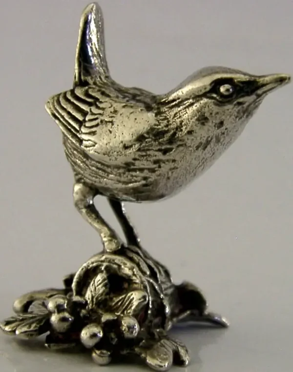 BEAUTIFUL PAUL EATON STERLING SILVER WREN BIRD ANIMAL FIGURE LONDON 1991