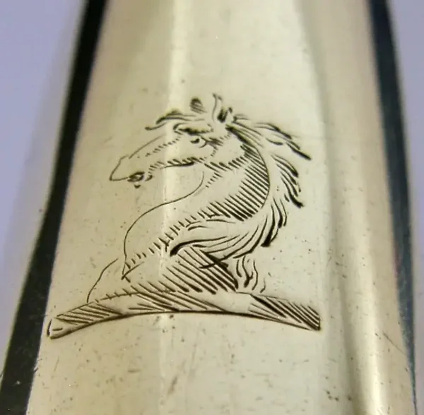 GEORGIAN STERLING SILVER HORSE COLEMAN FAMILY CRESTED MARROW SCOOP 1789 ANTIQUE