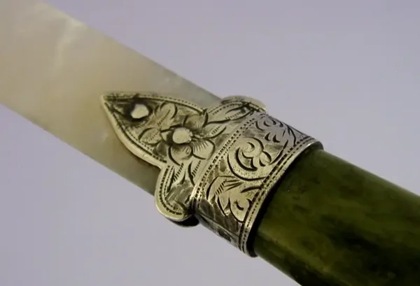 STUNNING STERLING SILVER MOP CONNEMARA MARBLE LETTER ENVELOPE OPENER 1905