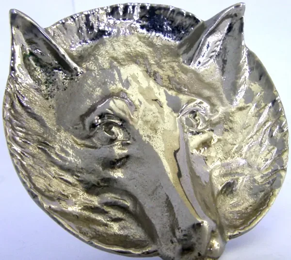 ENGLISH SILVER PLATED FOX HEAD DISH c1940 ANIMAL HUNTING SHOOTING 124g