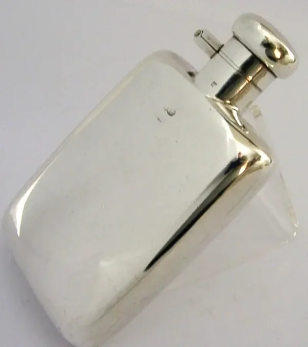 STYLISH STERLING SILVER HIP FLASK 1930 ART DECO 88g HUNTING SHOOTING