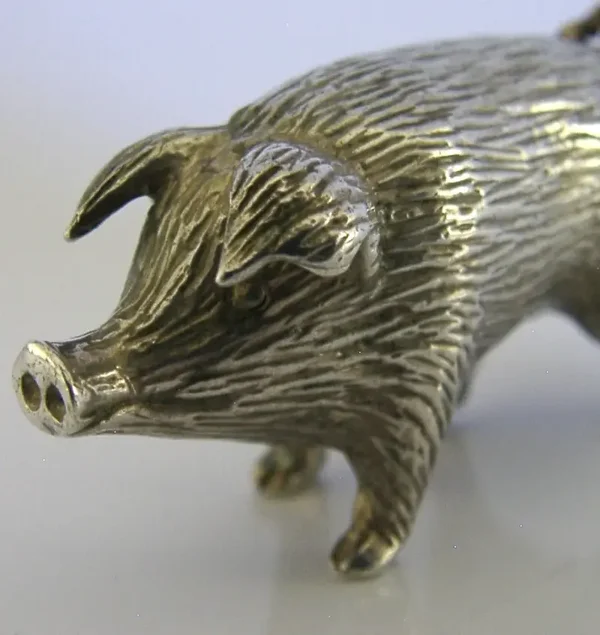 HEAVY 64g ENGLISH SOLID STERLING SILVER PIG FIGURE FARM ANIMAL
