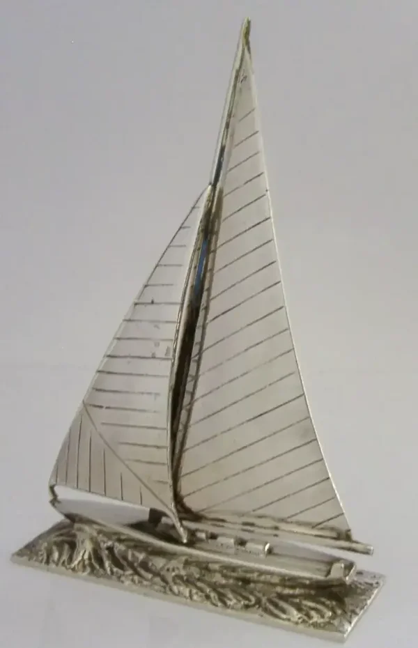 SUPERB HEAVY 382g ENGLISH SOLID STERLING SILVER YACHT SAILING BOAT 1967