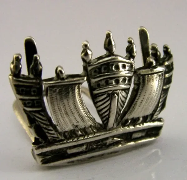 STERLING SILVER ROYAL NAVY MENU HOLDER 1904 MILITARY ANTIQUE