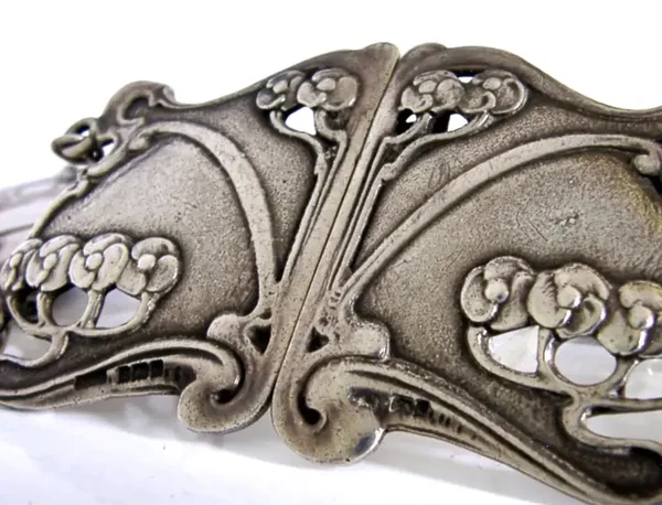 STUNNING ART NOUVEAU STERLING SILVER BELT & BUCKLE 1902 ANTIQUE 216g