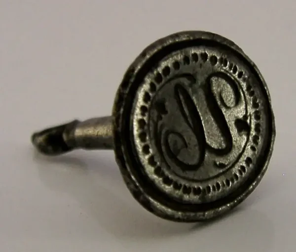 RARE CUT STEEL GEORGIAN ANTIQUE WAX SEAL FOB c1750 ANTIQUE 'U'