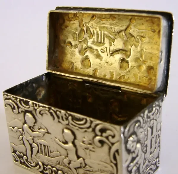 BEAUTIFUL SOLID SILVER CHERUBS CHEST BOX c1910 ANTIQUE