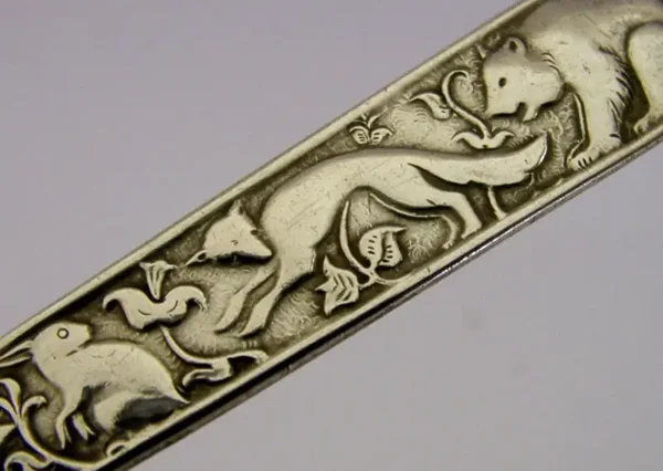 STERLING SILVER DAVID ANDERSEN NORWAY CHILDS SPOON RABBIT, FOX, BEAR c1940