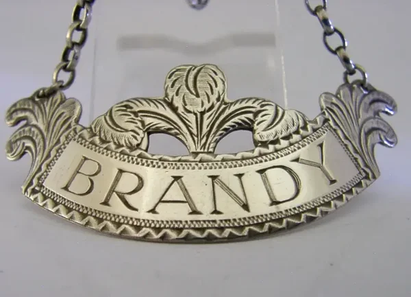 STERLING SILVER BRANDY DECANTER LABEL 1989 BARWARE BATEMAN GEORGIAN COPY
