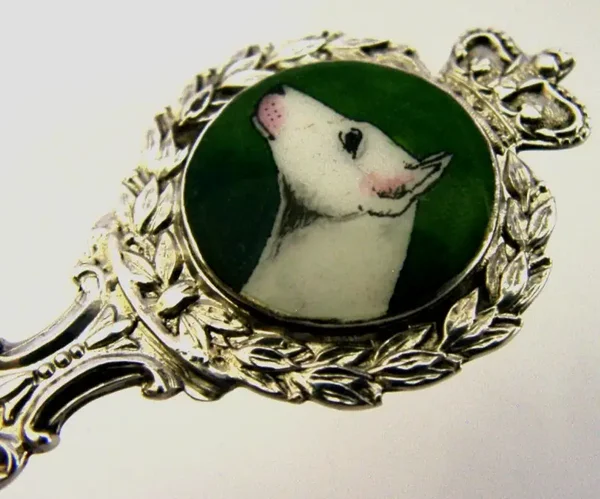 ENGLISH STERLING SILVER ENAMEL BULL TERRIER DOG SPOON 1922 ANTIQUE