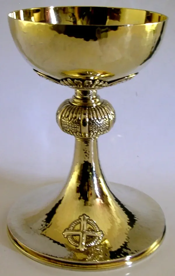 STUNNING LARGE 454g ENGLISH STERLING SILVER GILT CHALICE CUP 1964 RELIGIOUS