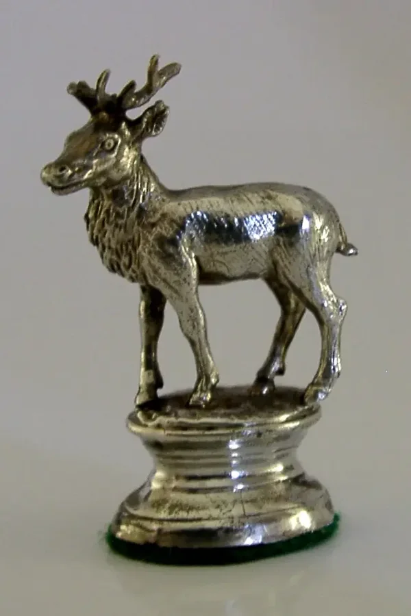 ENGLISH SOLID STERLING SILVER STAG DEER MENU HOLDER 1982 ANIMAL HUNTING