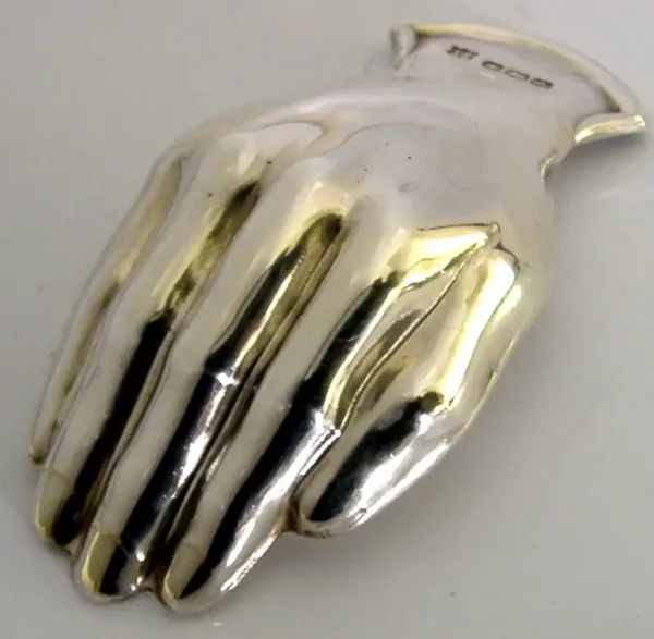 NOVELTY ENGLISH STERLING SILVER HAND TEA CADDY SPOON 1943 ANTIQUE