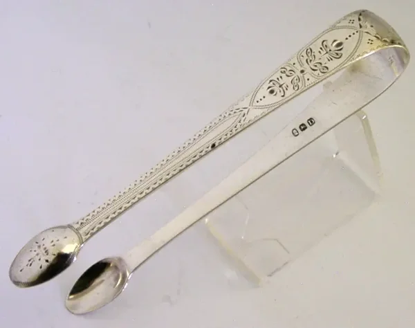ANTIQUE STERLING SILVER BRIGHT CUT SUGAR TONGS 1799 GEORGIAN