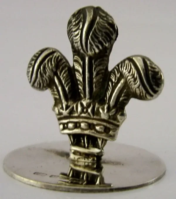 STERLING SILVER ROYALTY MENU HOLDER 2007 KING CHARLES PRINCE FEATHERS..