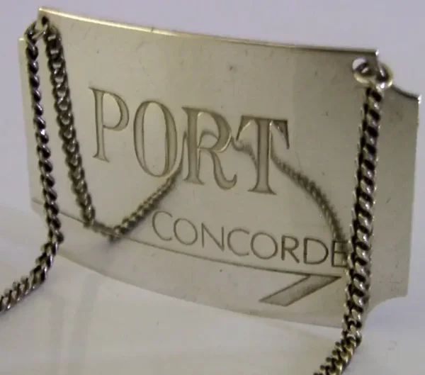 CONCORDE AIRCRAFT STERLING SILVER PORT DECANTER BOTTLE WINE LABEL 1986