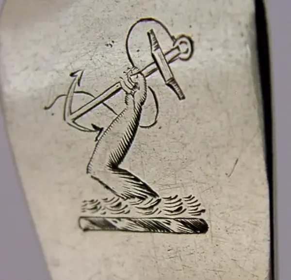 RARE ENGLISH STERLING SILVER COX FAMILY CRESTED FORK 1846 ANTIQUE 43g