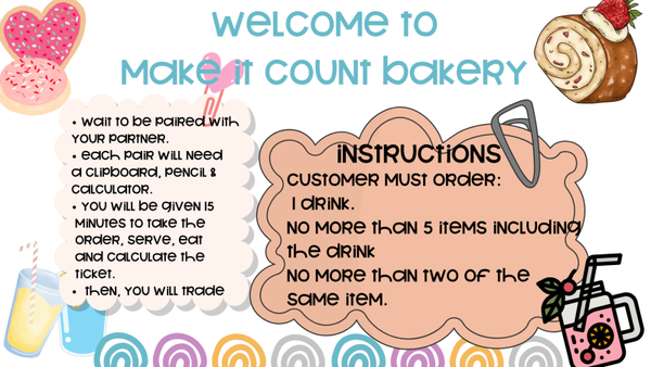 Make It Count Bakery 7th Grade Math Room Transformation Activity