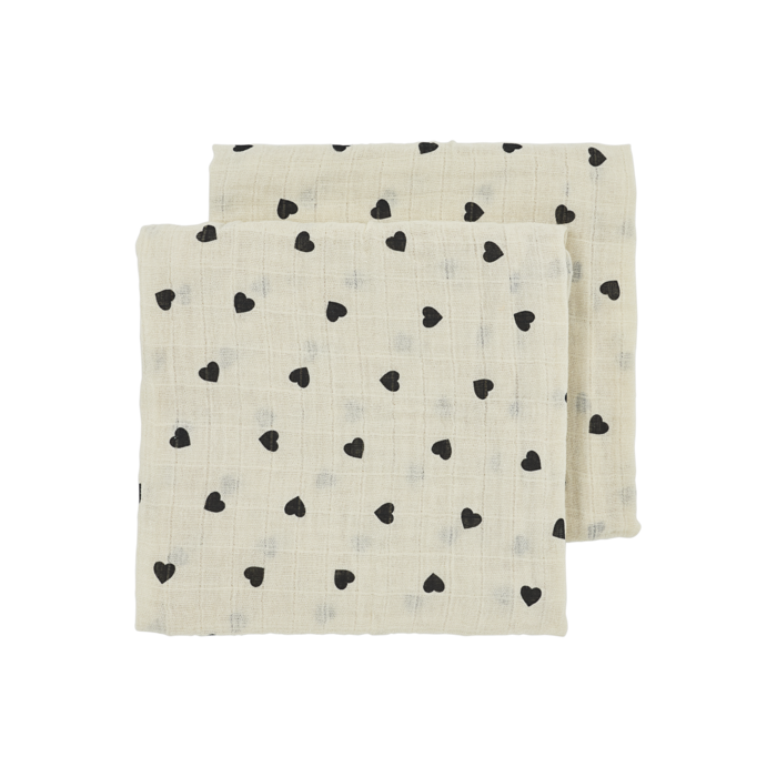 Hydrofiele doeken pre-washed Sweet Heart Soft Sand/Black