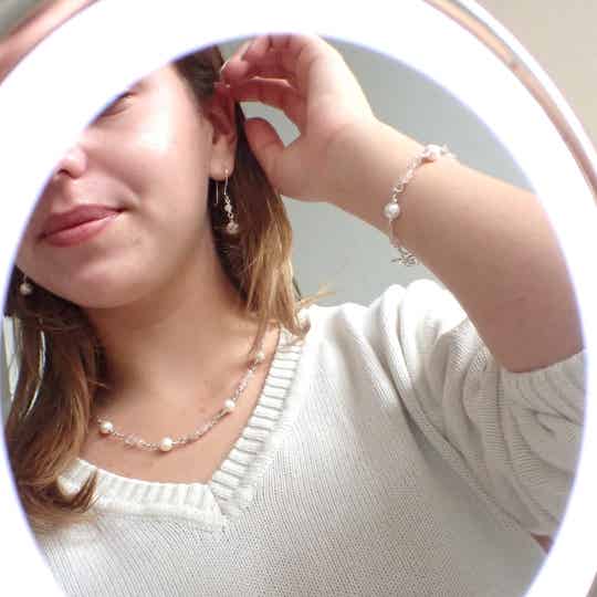 Set Marianne van 925 sterling zilver (parel)