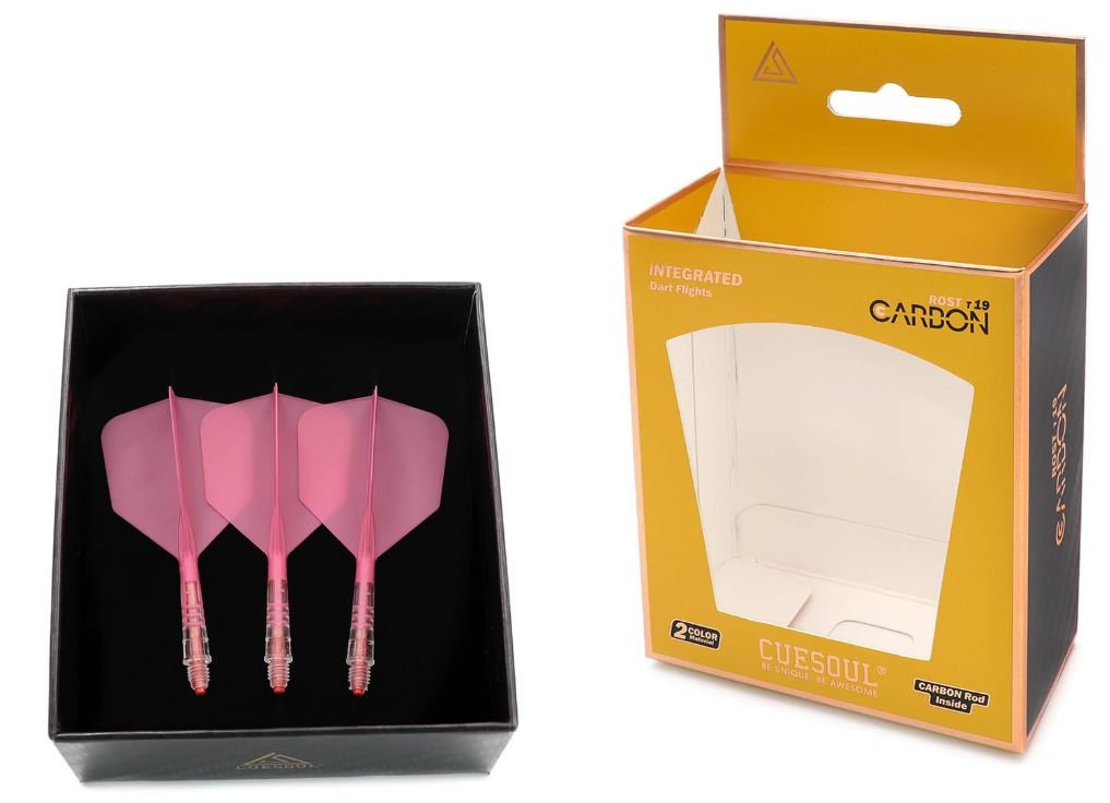 ROST T19 avec tige Carbone Rouge intégrée et aillettes Roses - Big Wing - Lot de 3