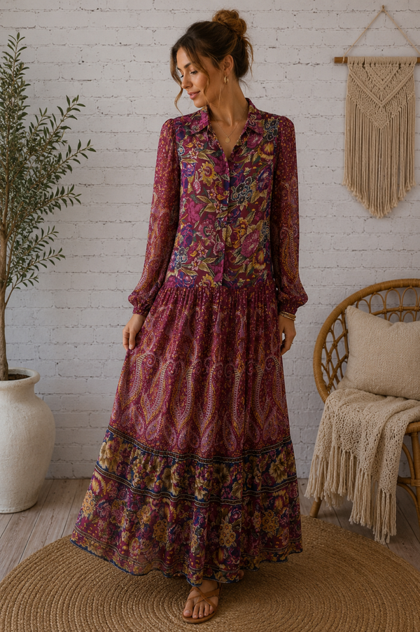 🌺 BY ANTHROPOLOGIE - Robe longue bohème-chic