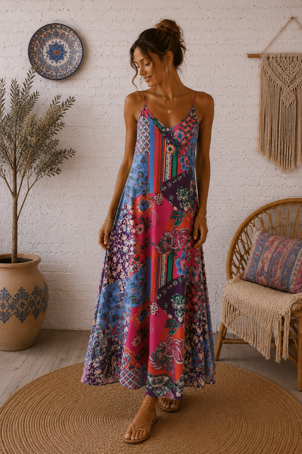 🌸SFERA - Robe Imprimé Patchwork Bohème